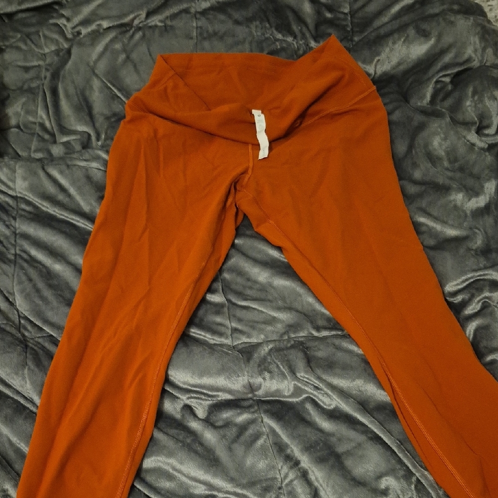 Women Orange Lululemon Leggings
